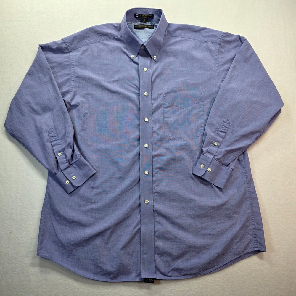 Tommy Hilfiger Men's TLC 100s Two Ply Dress Shirt 16 32-33 Lavender Button Down